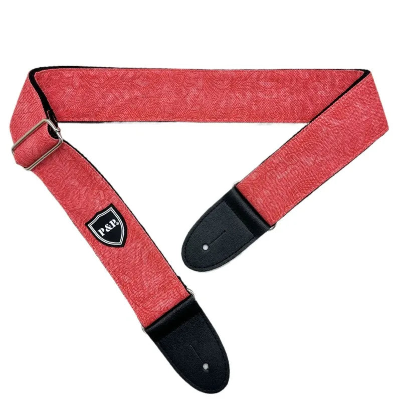 PP Guitar Strap Retro Denim Cotton Bakelite Universal Folk