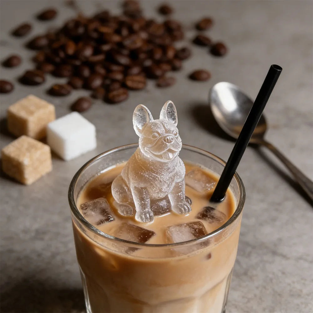 3D French Bulldog Silicone Ice Cube Mold Animal Shaped Candy