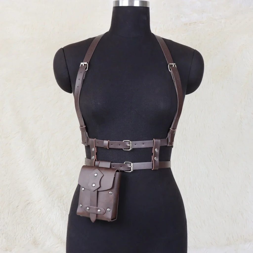 UYEE Punk Y2K Fashion Pu Leather Waist Belt Women Harness Bag