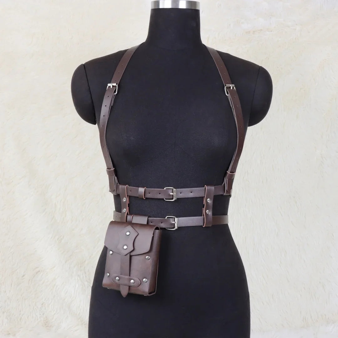 UYEE Punk Y2K Fashion Pu Leather Waist Belt Women Harness Bag