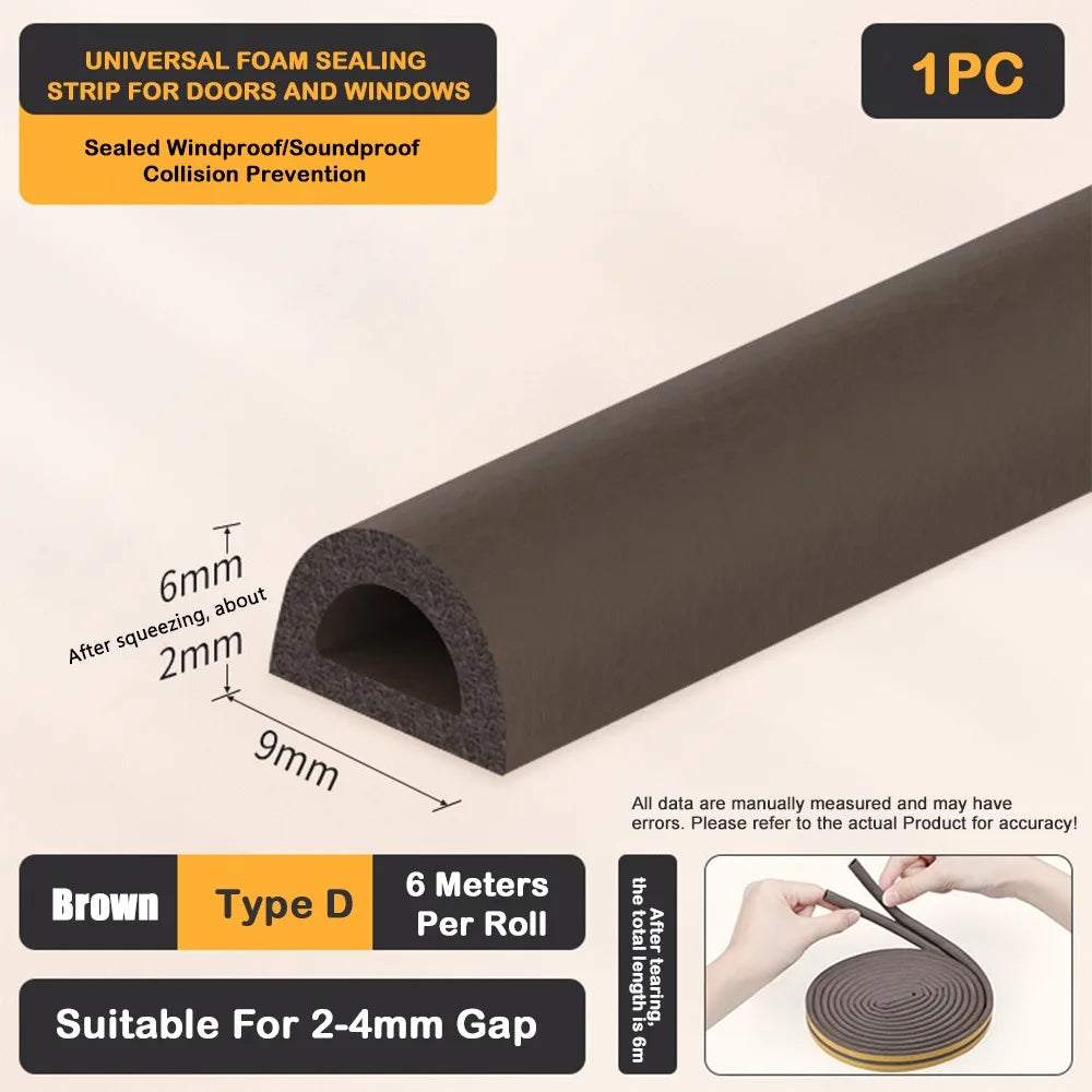 Self Adhesive Weather Stripping Door Seal Strip EPDM Soundproof