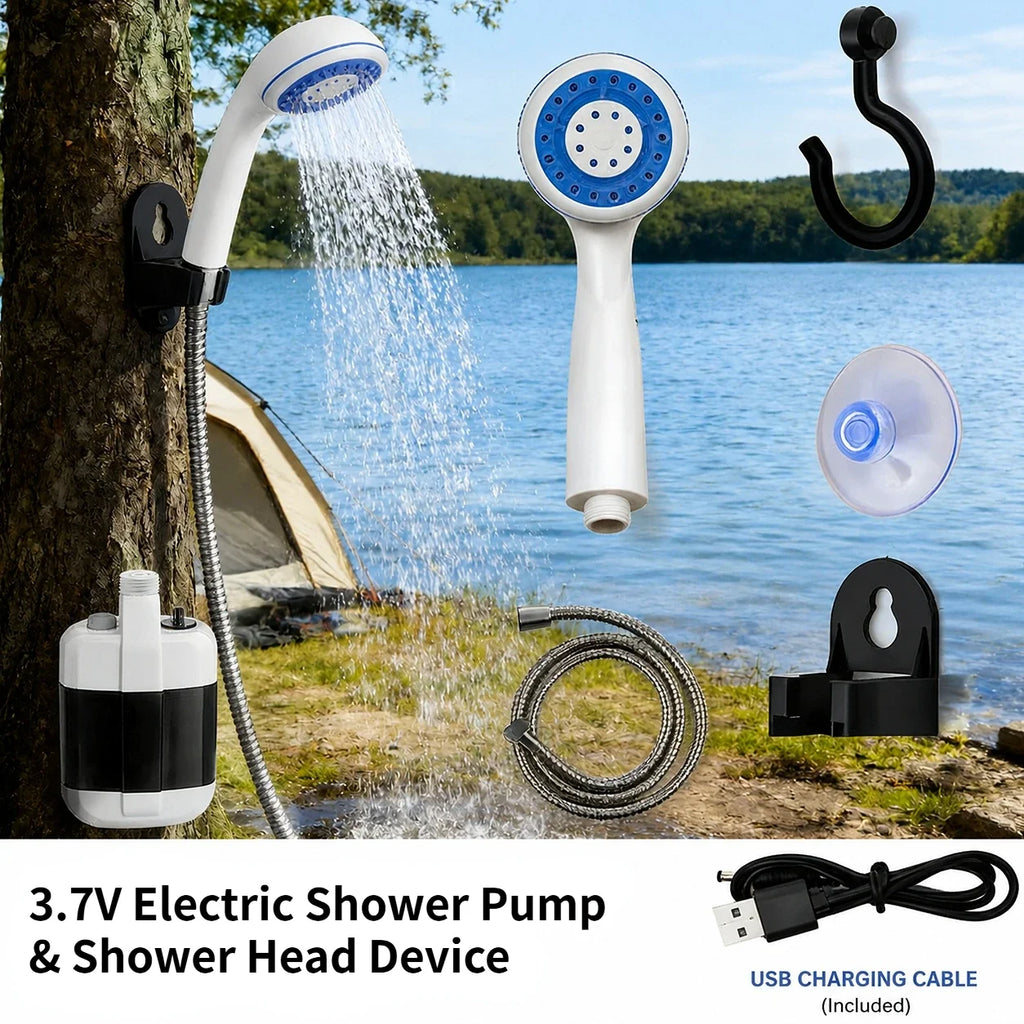 Portable Camping Shower | USB Rechargeable Electric Pump