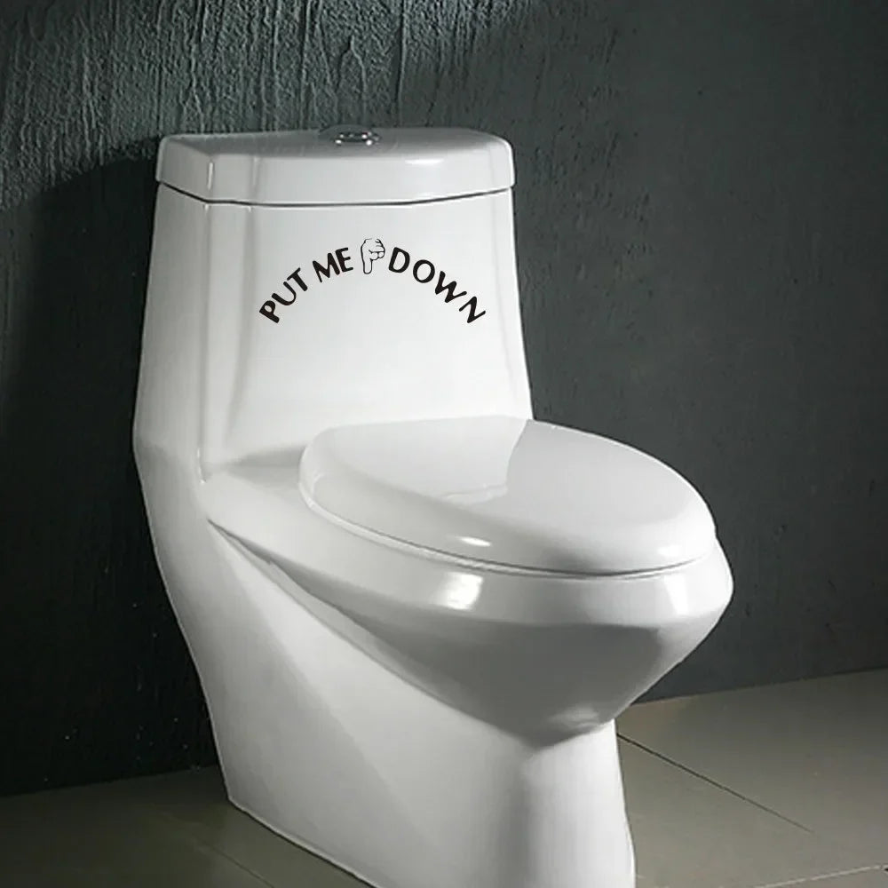 Gesture Hand Decal Funny Bathroom Toilet Seat Wall Sticker Sign Put
