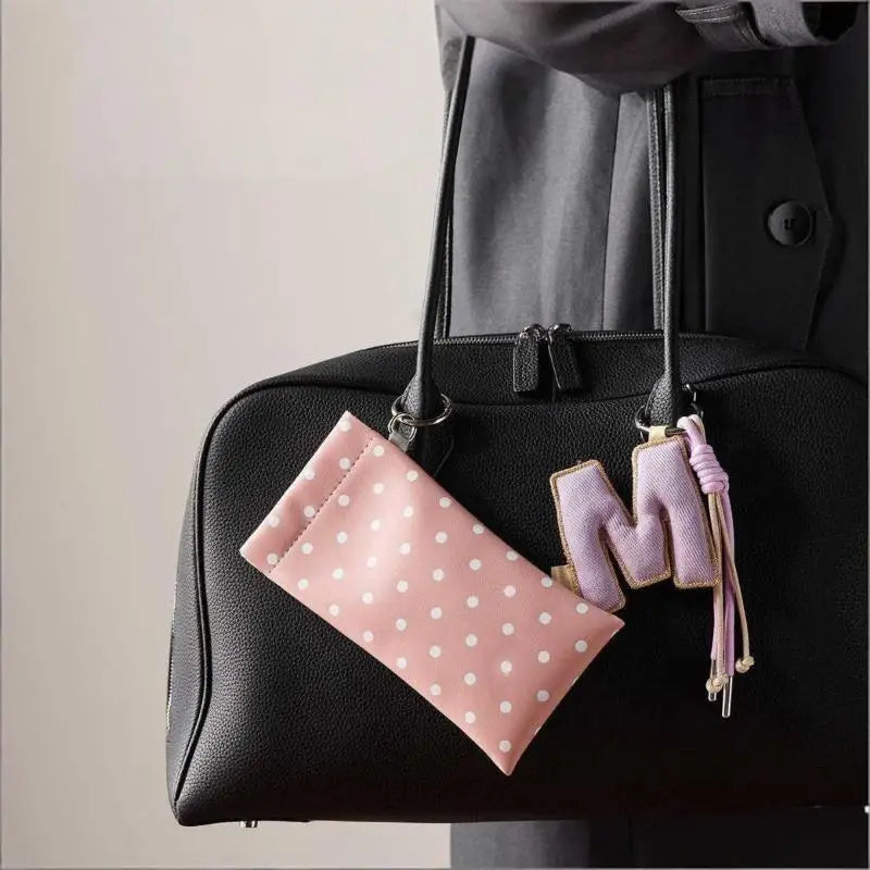 Polka Dot PU Leather Eyeglass Pouch with Keychain | Soft Case