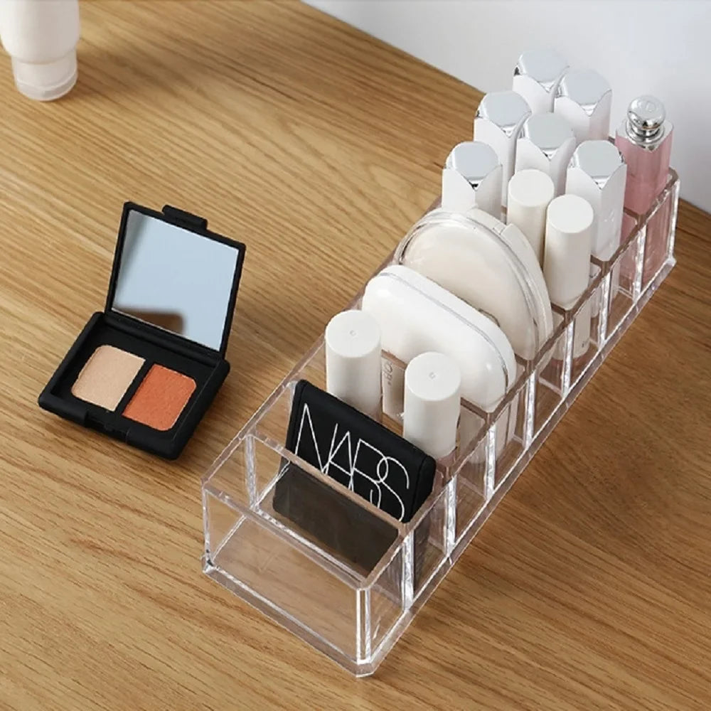 Transparent Acrylic Makeup Organizer – 6-Grid Desktop Storage Box