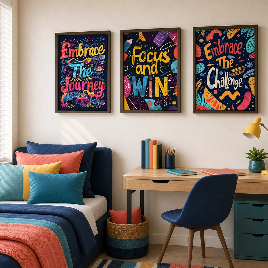 Nordic Motivational Quote Canvas Wall Art | Colorful Poster Print