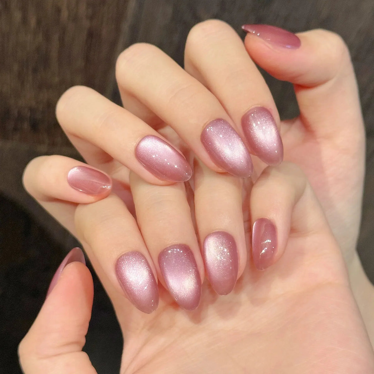 Handmade Cat's Eye Press-On Nails | Flash Glass Bead 10pcs