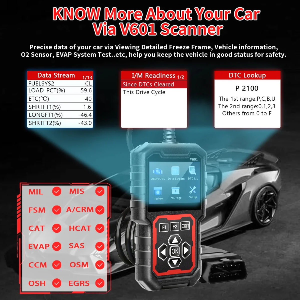 OBD2 Scanner – Car Fault Code Reader & Battery Tester