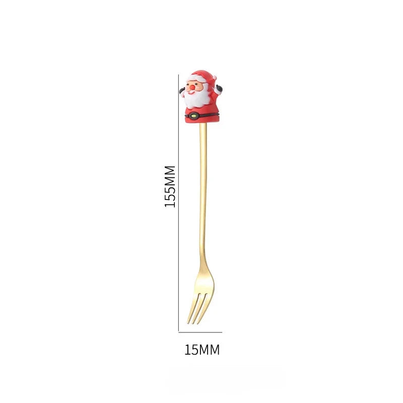 1 2 4 Fancy Christmas Cartoon Doll Sets Stainless Steel Tableware
