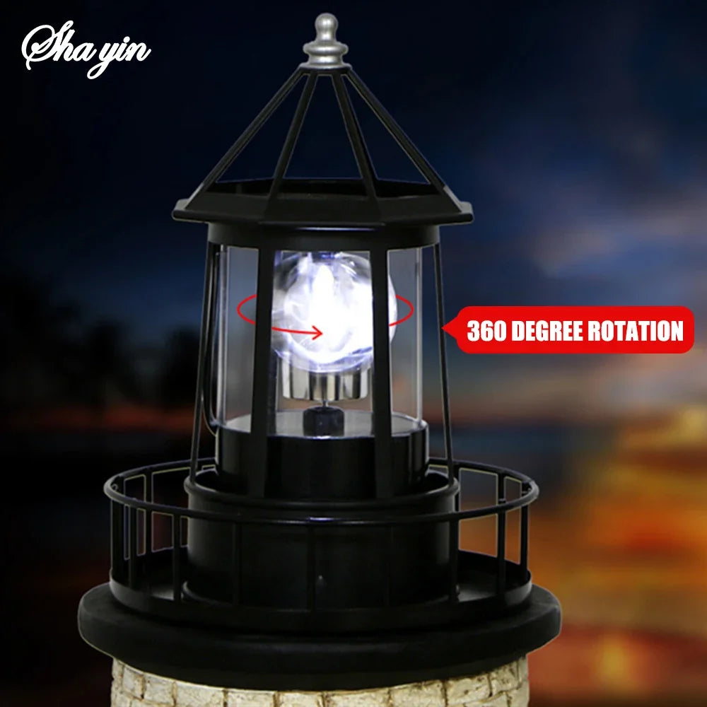 LED Solar Rotating Lighthouse Hardware Iron Electronic Accessories