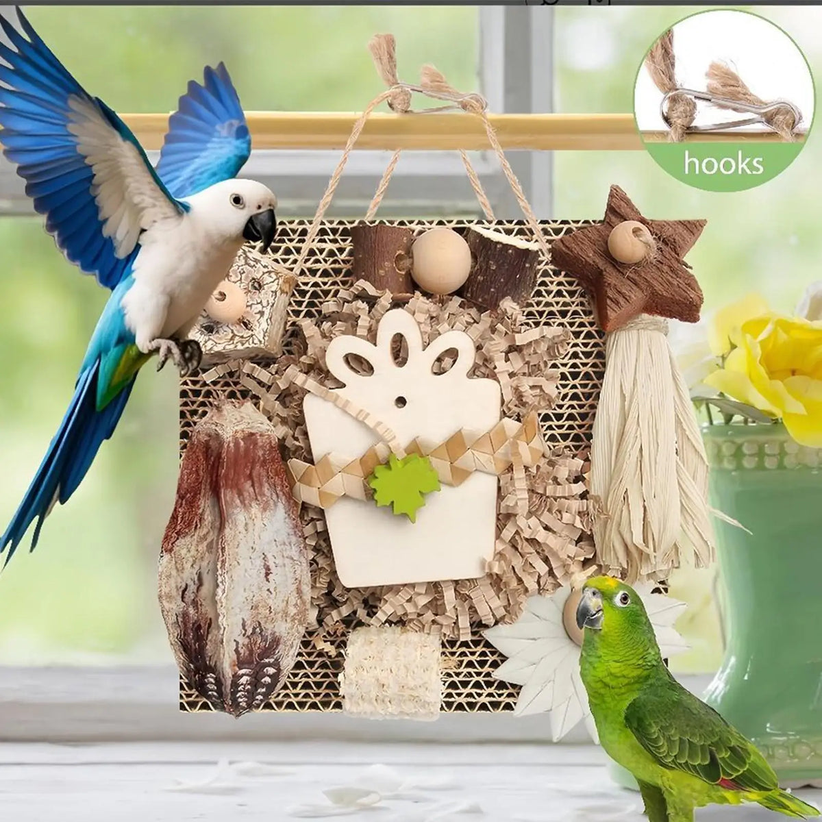 Wooden Bird Foraging Toy for Conures & Cockatiels | Chew Toy