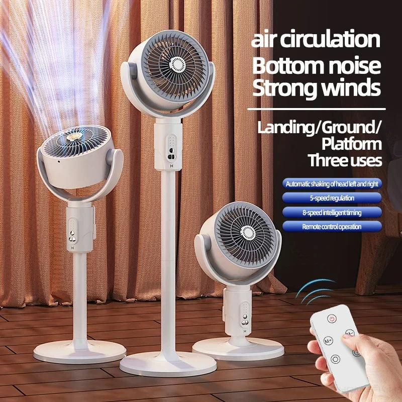 HOMEFISH 360° Smart Floor Fan | Remote & Adjustable Height