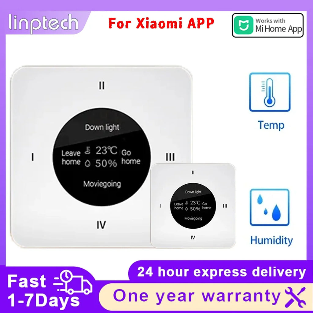 Linptech Wireless Switch KS1 Glass Screen Temperature Humidity Sensor