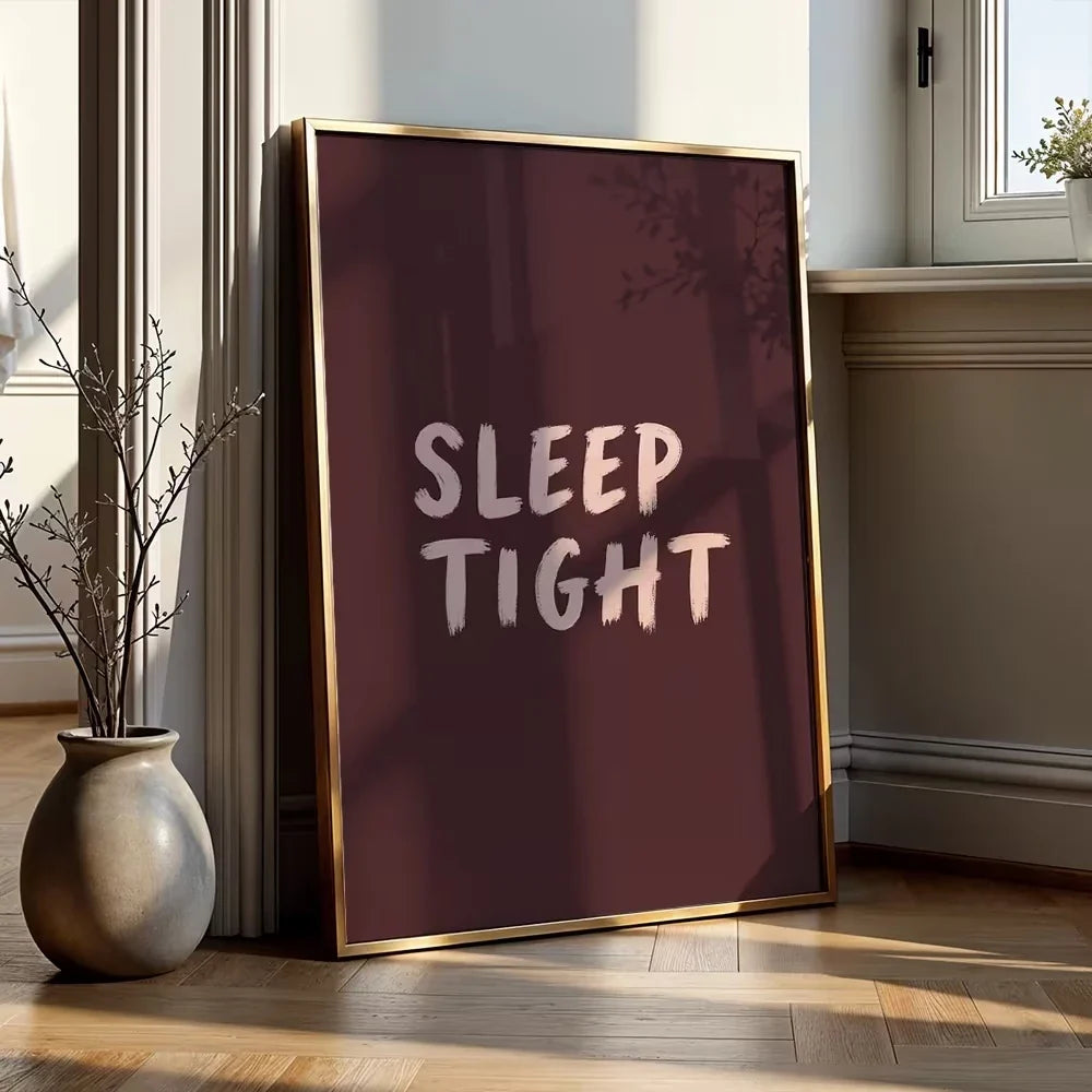 "Sleep Tight" Minimalist Canvas Wall Art for Bedroom Decor