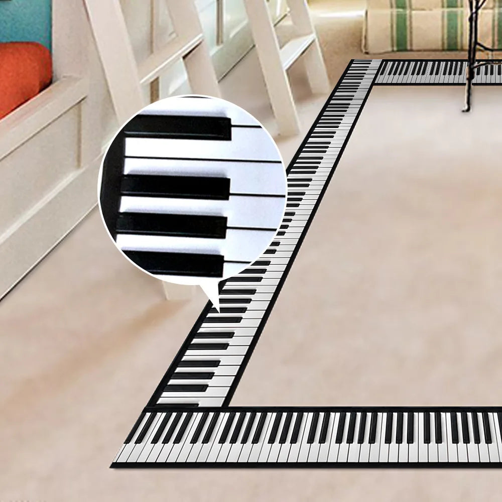 Black White Piano Keys Wall Stickers Kicking Baseboard Waist Line
