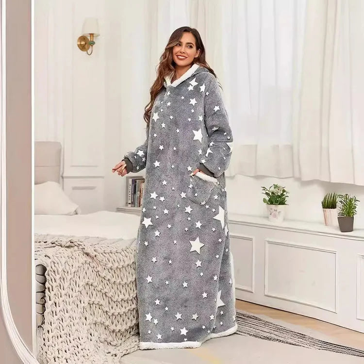 Women's Hooded Blanket Pullover – Warm Thickened Winter Homewear