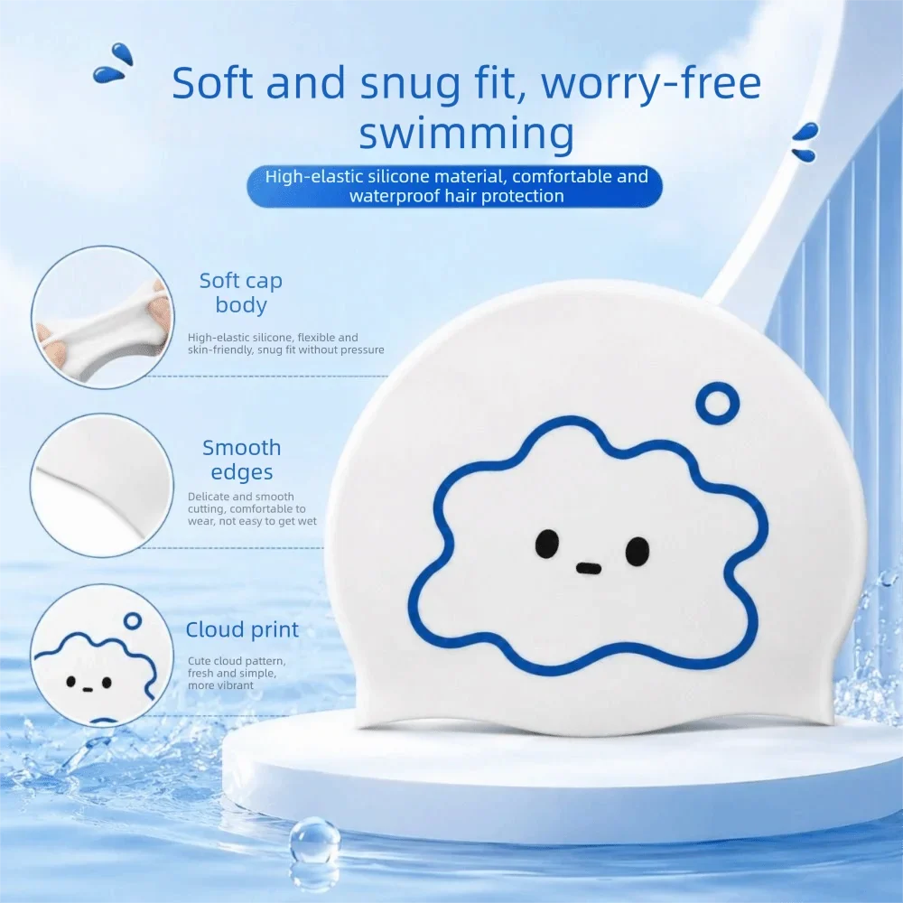 Kitten Cartoon Silicone Swim Cap – Waterproof Ear Protection