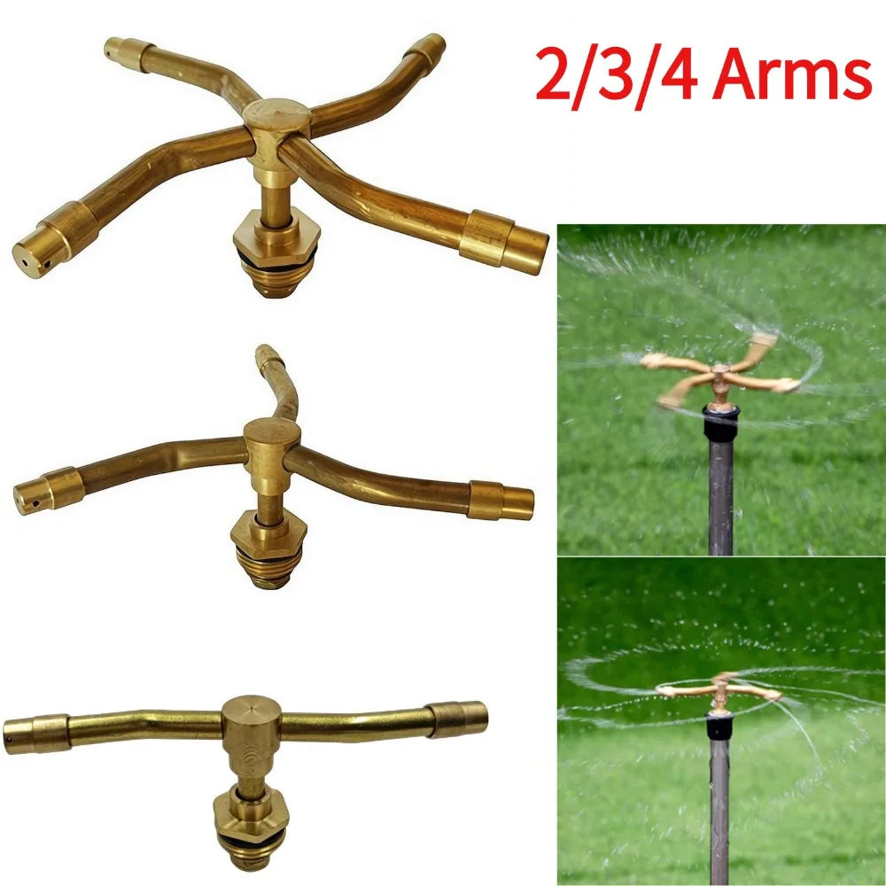 360 Rotating Brass Nozzle 2 3 4 Arms Sprinkler Head Garden Lawn