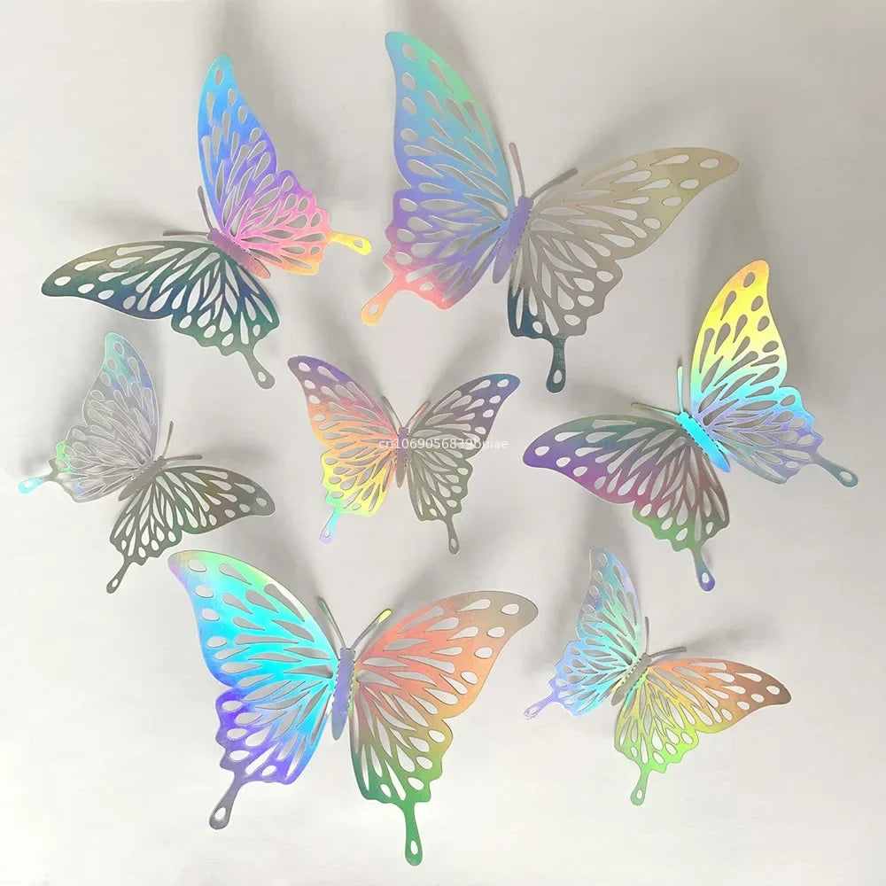 12pcs 3D Laser Butterfly Wall Stickers – Party & Room Décor