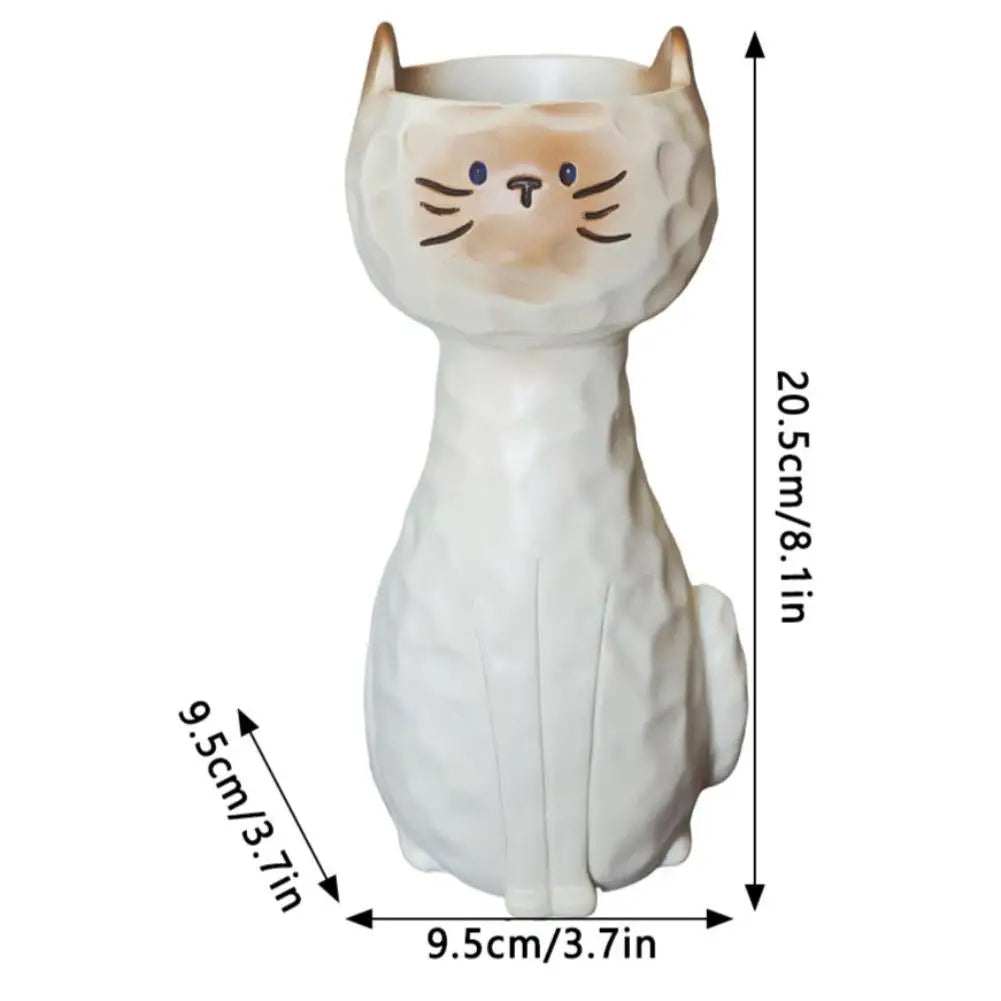 Siamese Cat Resin Flower Vase | Cute Desktop Plant Pot Decor
