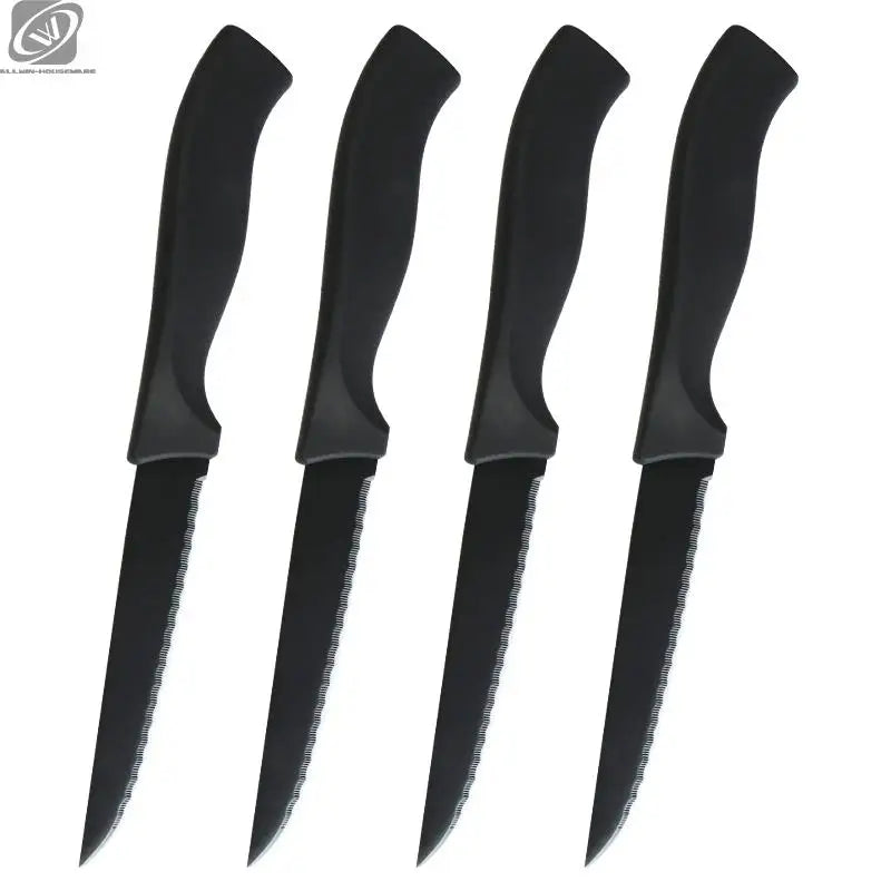 Serrated Steak Knife Set 4/6/8 Pc – German Steel Black Handle