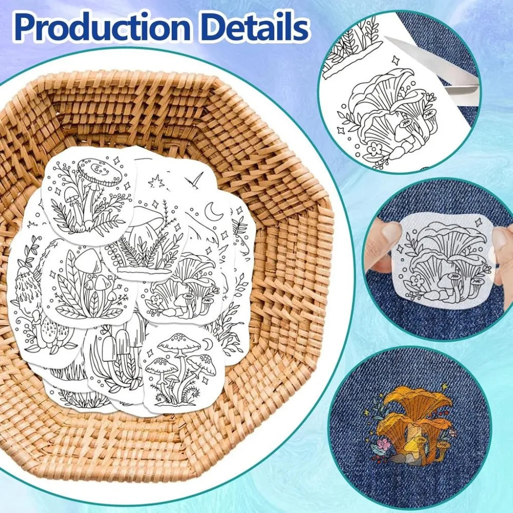 Fantasy Mushroom Water-Soluble Embroidery Stabilizers – 4 Sheets