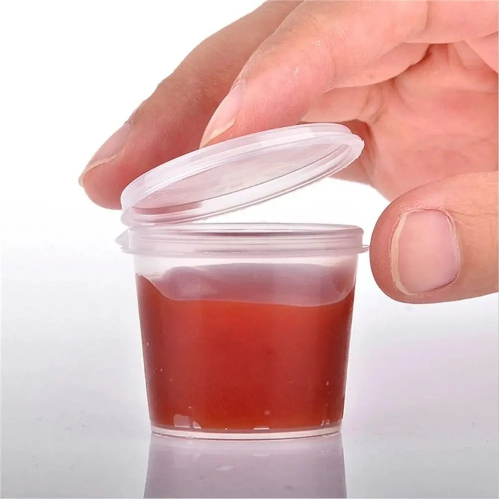 50-Pack Reusable Sauce Cups with Hinged Lids – Leak-Proof