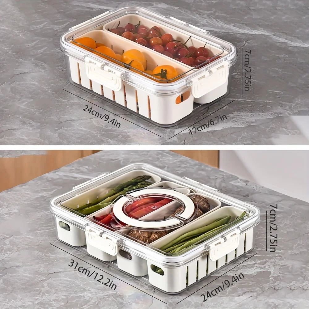 Modern Plastic Snack Tray Lid Handles Portable 2 4 Compartment Food