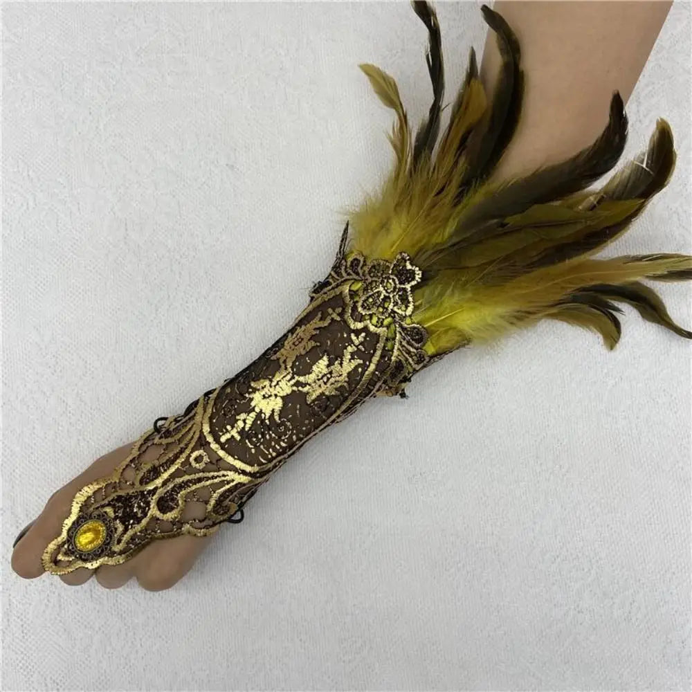 Women's Feather Lace Cuffs – Vintage Gothic Halloween Wristband