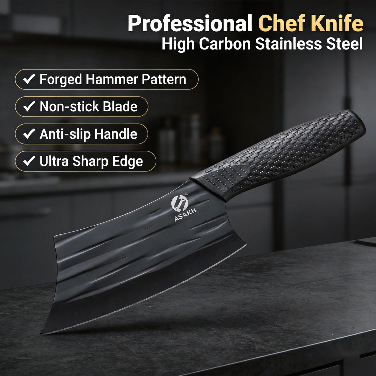Professional Forged Stainless Steel Cleaver Knife | Non-Slip Handle