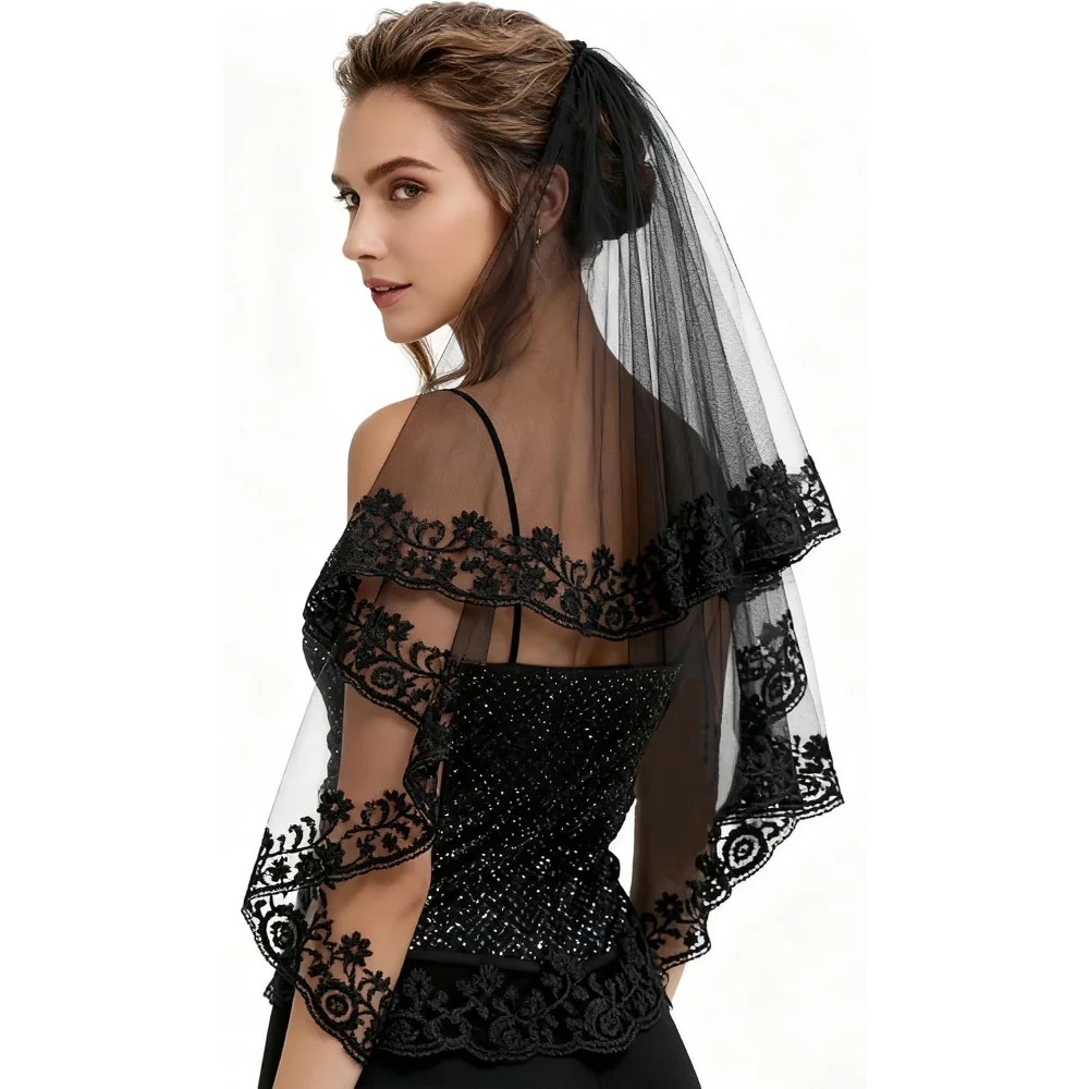 Personalized Gothic 'Til Death Skeleton Hand Black Veil | Wedding