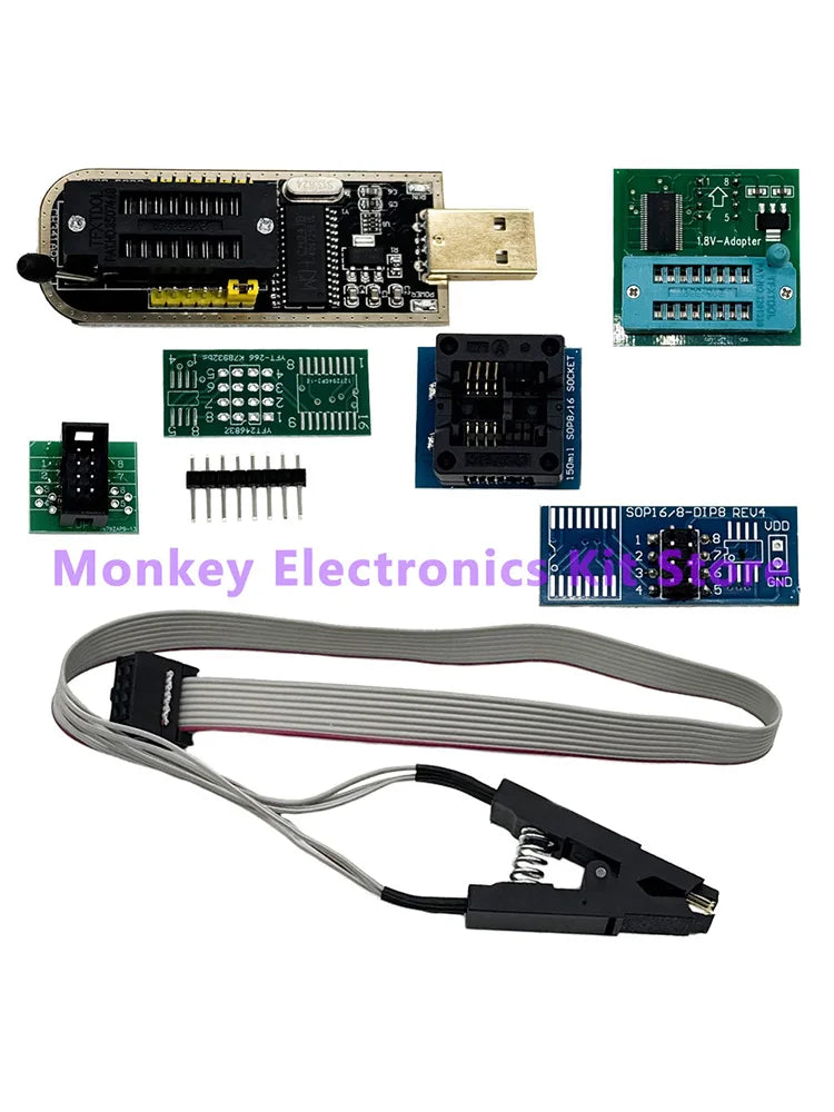 CH341A USB Programmer Kit – EEPROM Flash BIOS + SOIC8 Clip