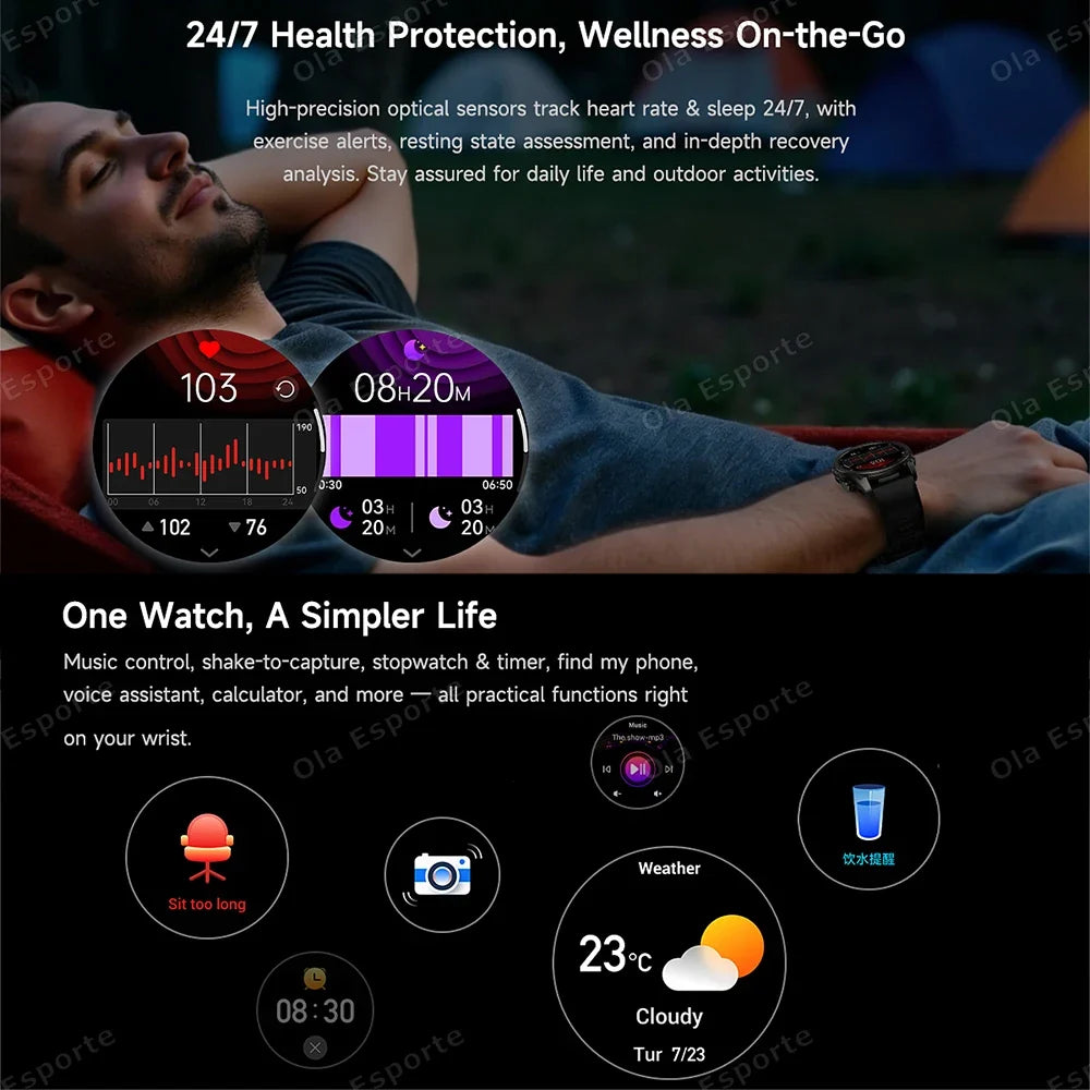 HW12 Military Smart Watch | AMOLED, Bluetooth Call, 530mAh