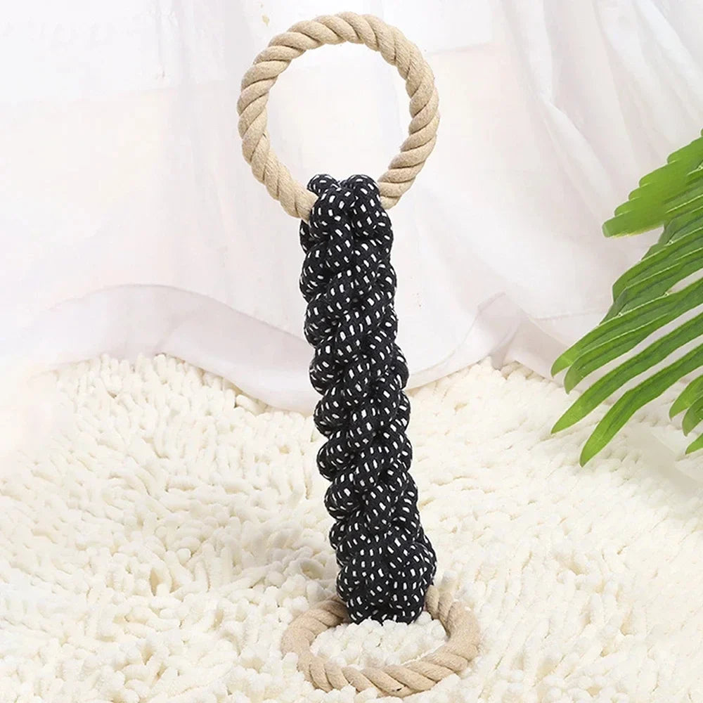 Double-Ring Cotton Rope Dog Toy – Durable Tug for Large Dogs
