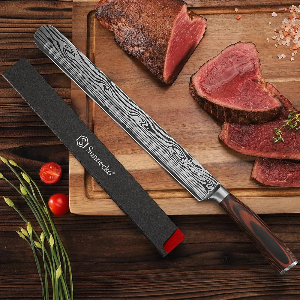 Sunnecko 12" Brisket Slicing Knife | High Carbon Steel & Pakkawood