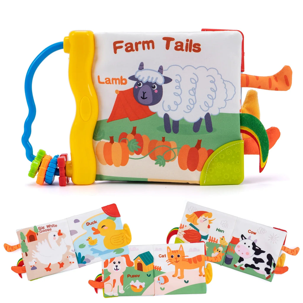Soft Baby Cloth Book 3D Animal Tail Newborn Montessori Education Toy