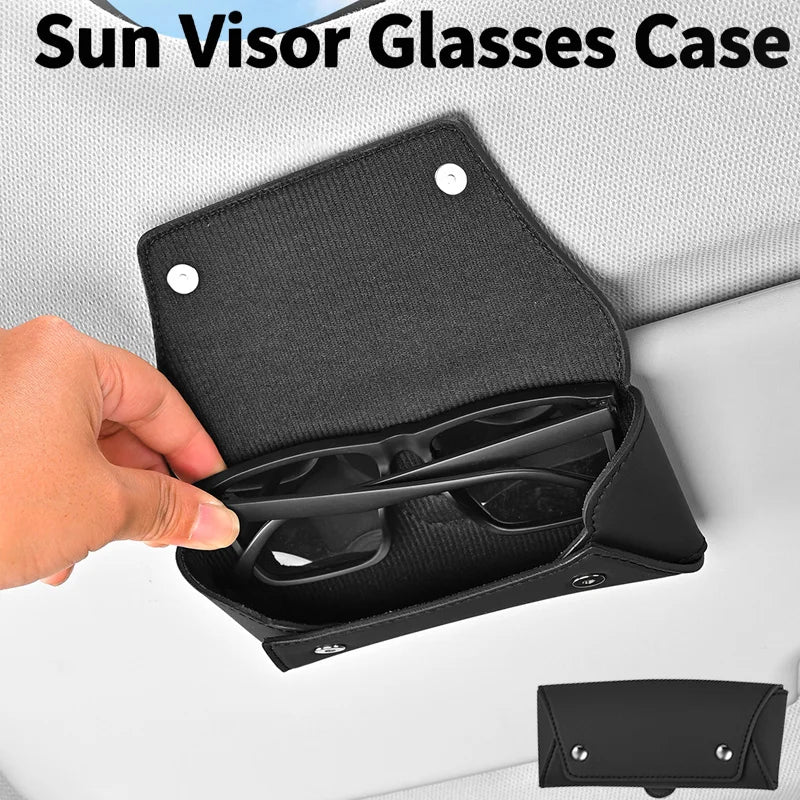 Car Sun Visor Glasses Case | Magnetic Leather Organizer