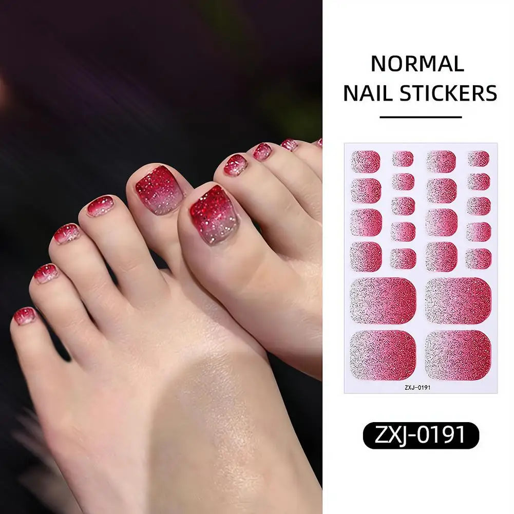 Gradient Glitter Toenail Polish Strips – Full Nail Wraps