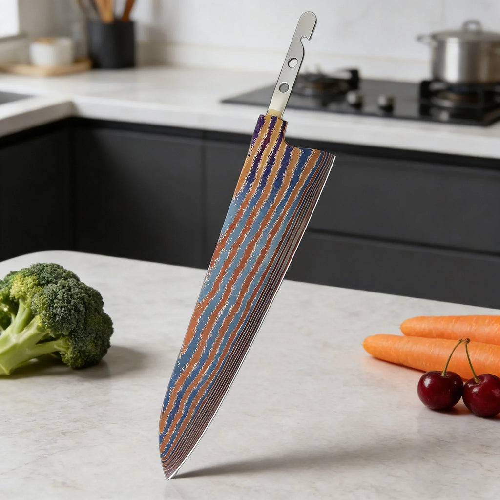 Hand Forged Damascus Timascus Chef Knife Blank Blade – DIY