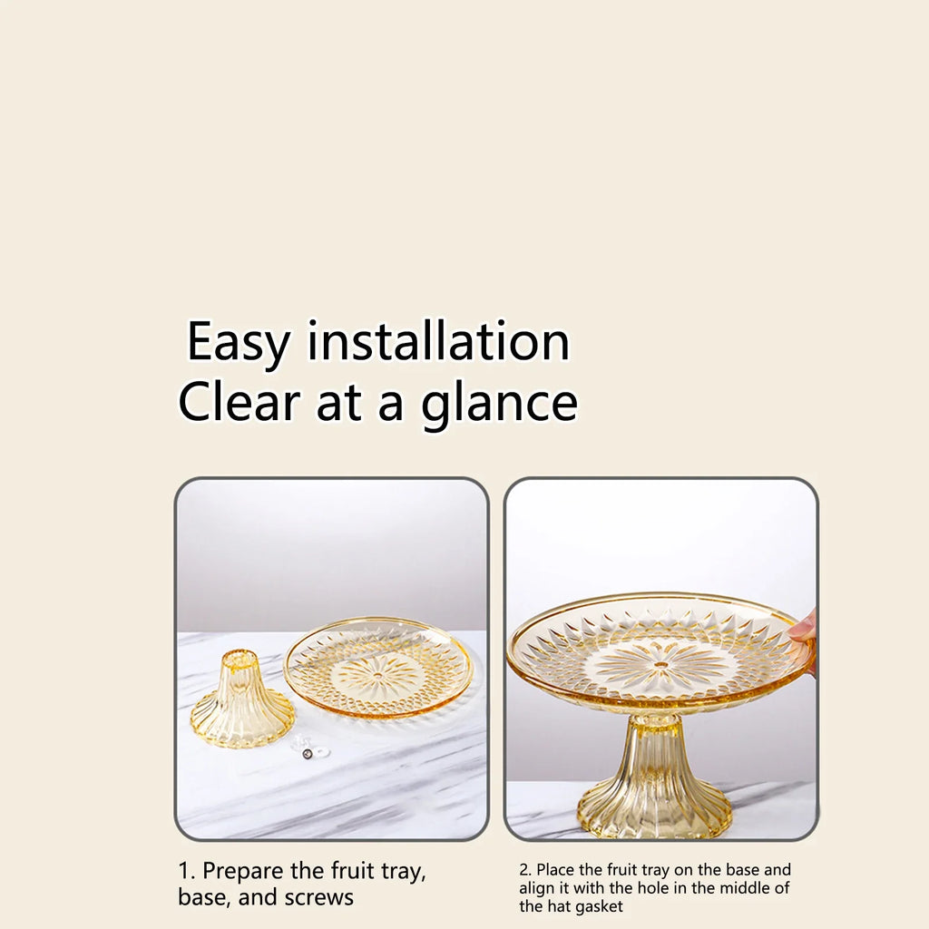 Round Cake Stand Serving Tray | Shatter-Proof Dessert Plate