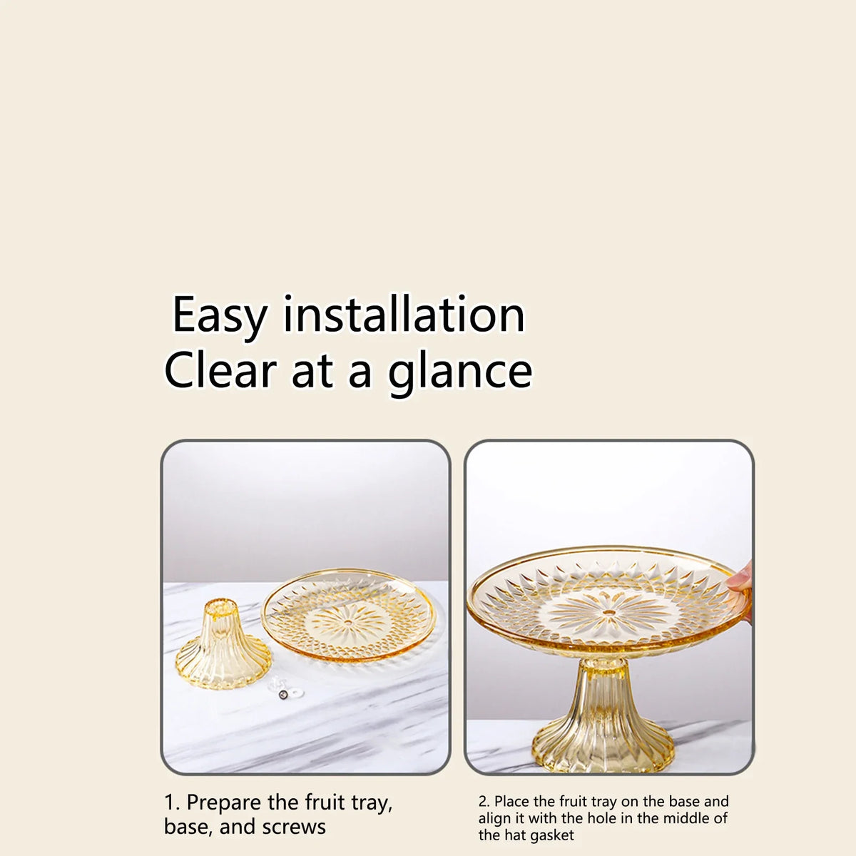 Round Cake Stand Serving Tray | Shatter-Proof Dessert Plate