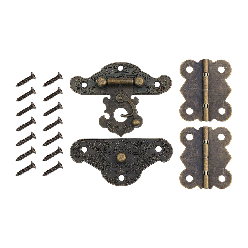 Antique Bronze Cabinet Hinge & Hasp Kit | Zinc Alloy Hardware