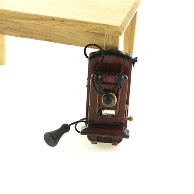 1:12 Miniature Antique Wall Mount Phone – Dollhouse Accessory