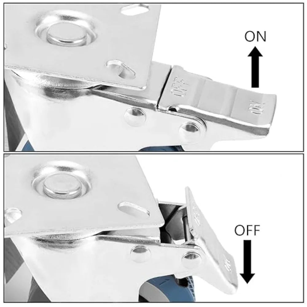 3 & 4 Inch Silent Industrial Caster Wheels with Brake | Universal