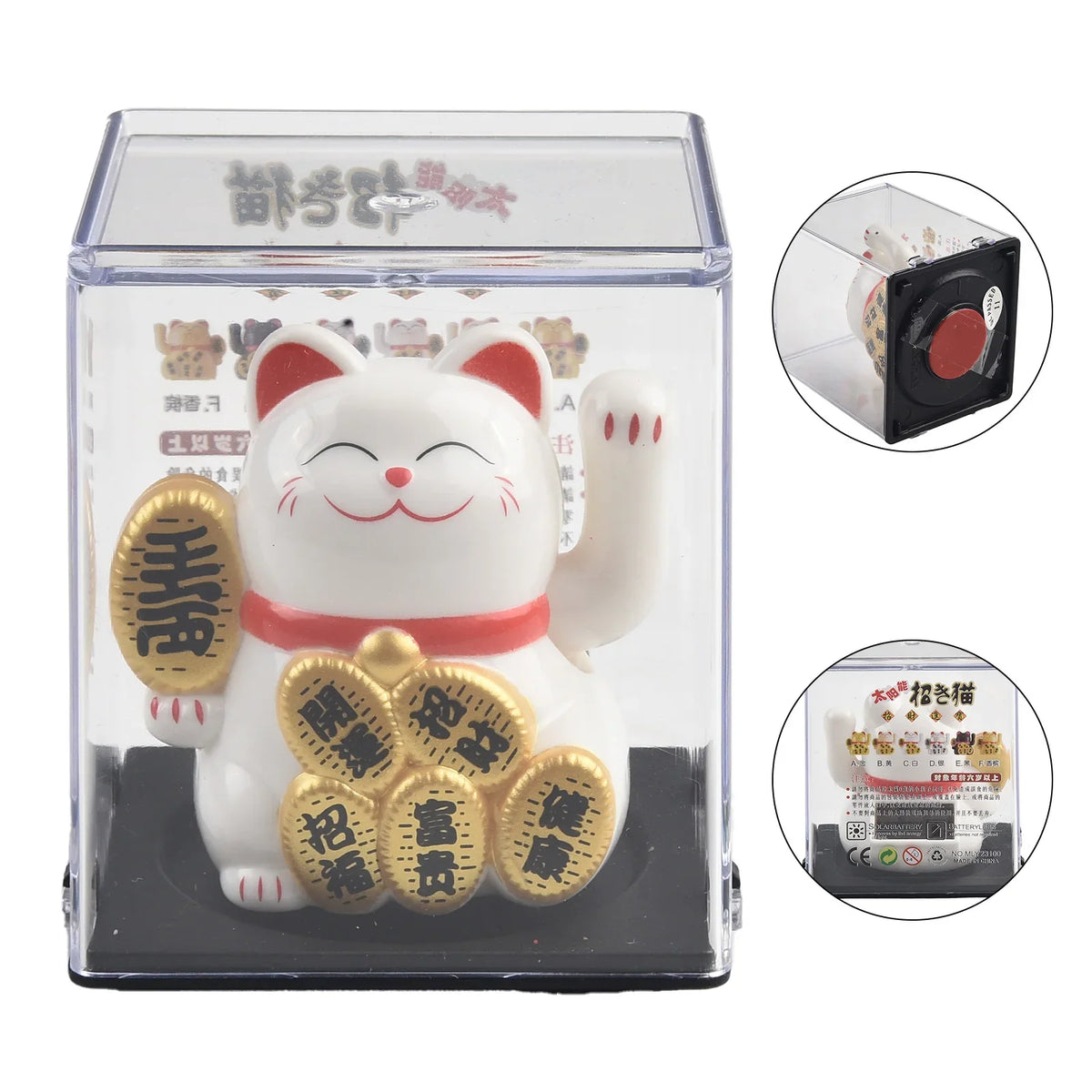 Lucky Cat Ornament Solar Car Waving Bonsai Decoration Home Feng Shui