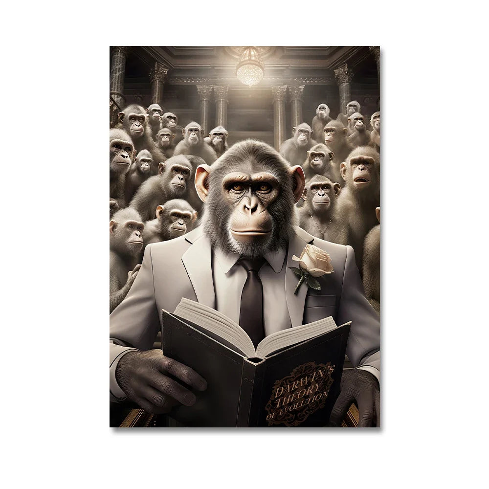 Nordic Gorilla Suit Abstract Canvas Wall Art | Modern Decor
