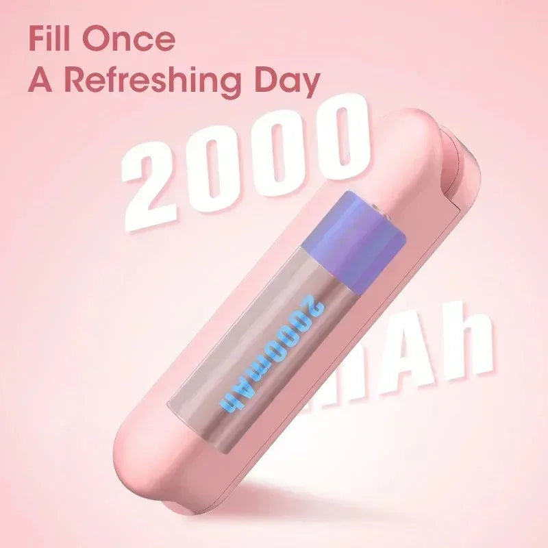 3-in-1 Mini Foldable Handheld Fan with 2000mAh Power Bank