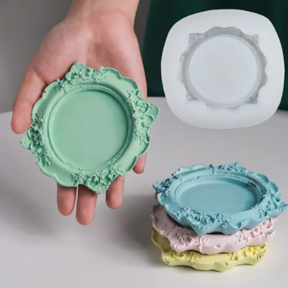 Baroque Tray Silicone Mold European Lace Relief Fruit Cake Pallet
