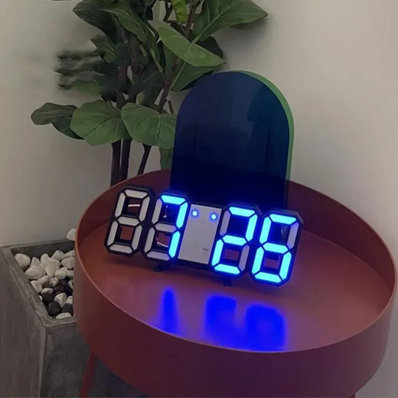 3D LED Digital Wall Clock – Time, Date & Temp Display