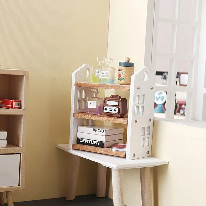 1:12 Dollhouse Miniature Bookshelf Three-Tier Display Rack